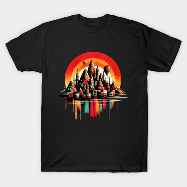 Cappadocia Turkey Vibrant Retro Circle Design T-Shirt by Miami Neon Designs